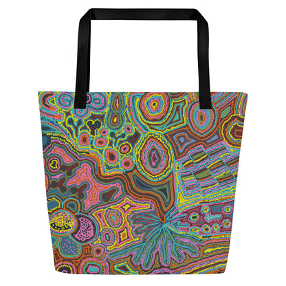 Rainbow Serpent Large Beach Tote Bag with Pocket