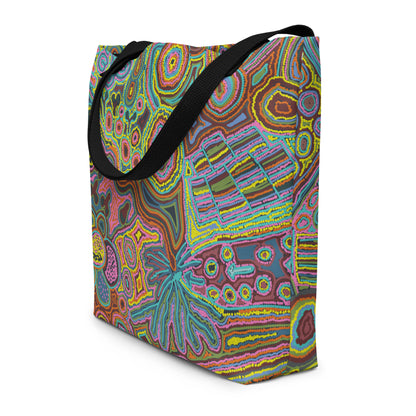 Rainbow Serpent Large Beach Tote Bag with Pocket