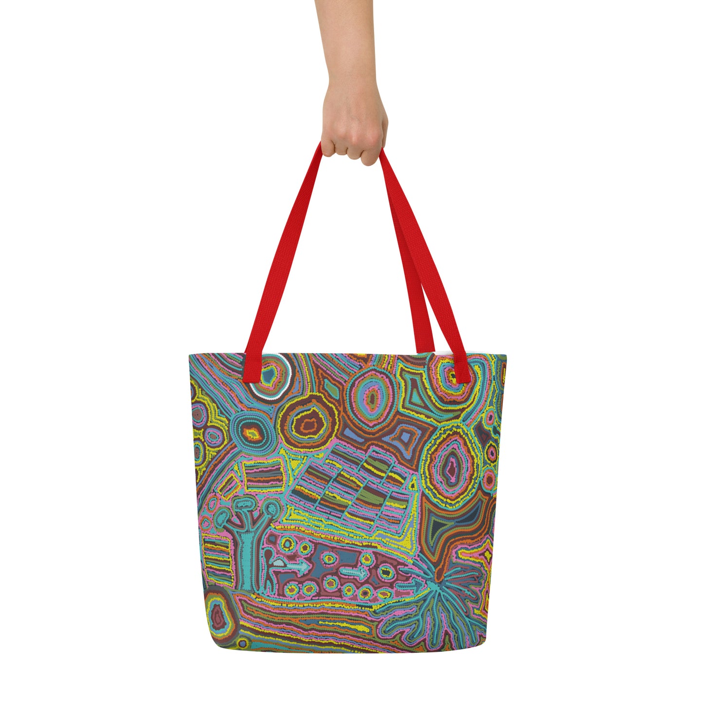 Rainbow Serpent Large Beach Tote Bag with Pocket