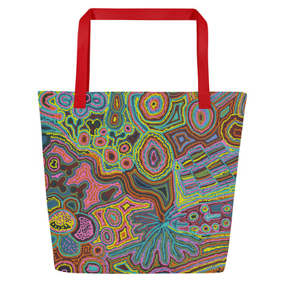 Rainbow Serpent Large Beach Tote Bag with Pocket