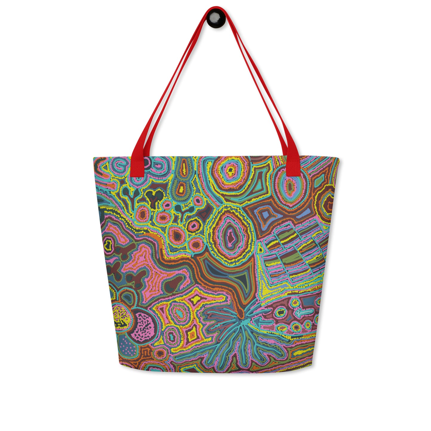 Rainbow Serpent Large Beach Tote Bag with Pocket