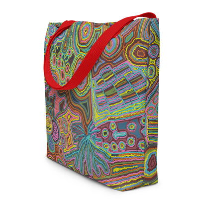 Rainbow Serpent Large Beach Tote Bag with Pocket