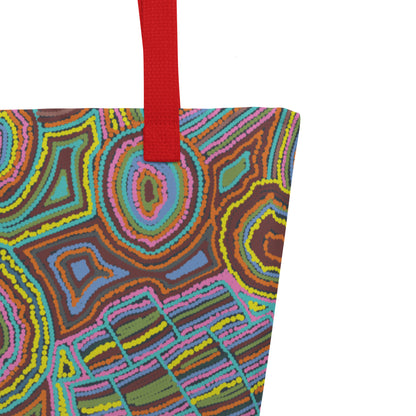 Rainbow Serpent Large Beach Tote Bag with Pocket