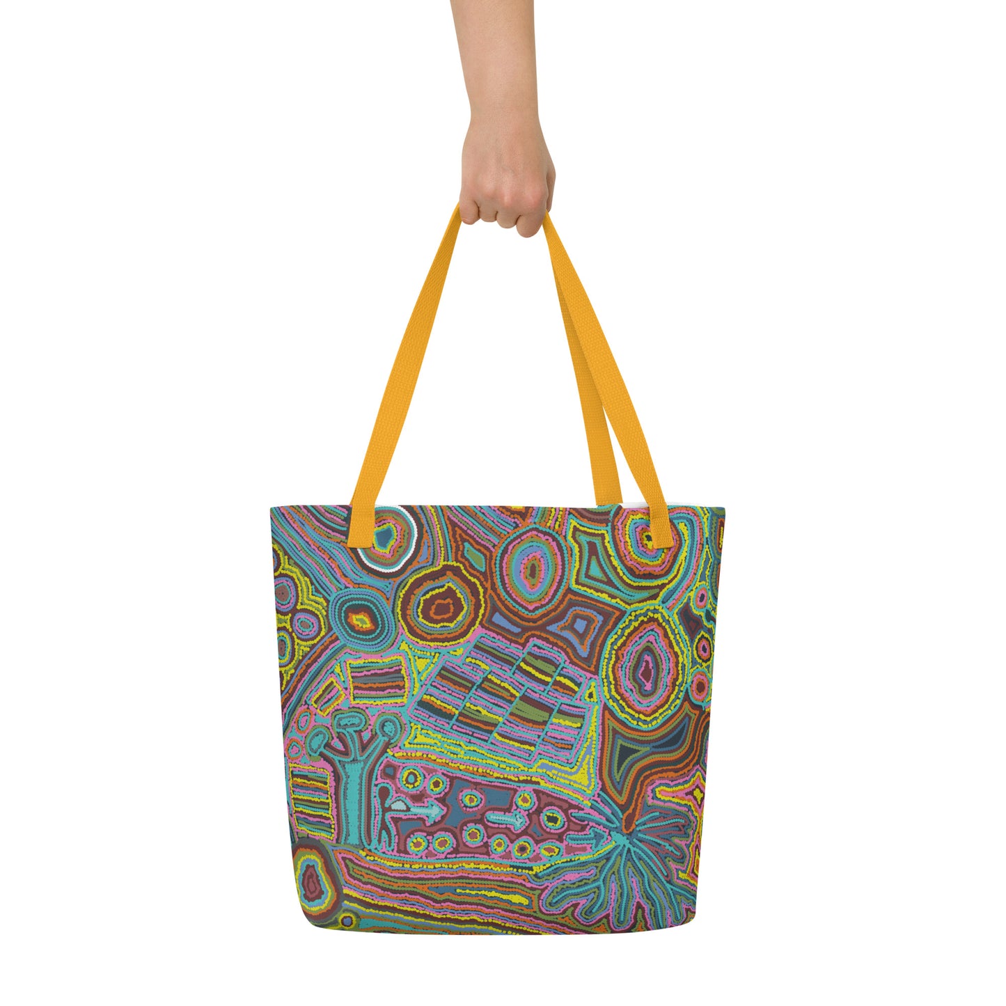 Rainbow Serpent Large Beach Tote Bag with Pocket