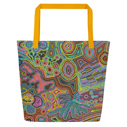 Rainbow Serpent Large Beach Tote Bag with Pocket