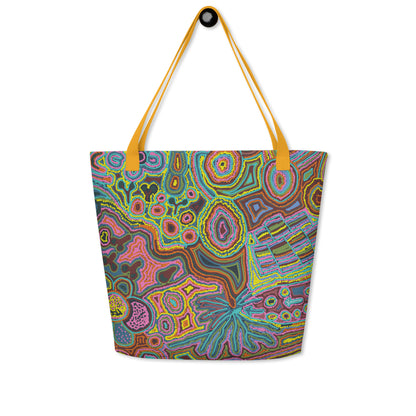 Rainbow Serpent Large Beach Tote Bag with Pocket