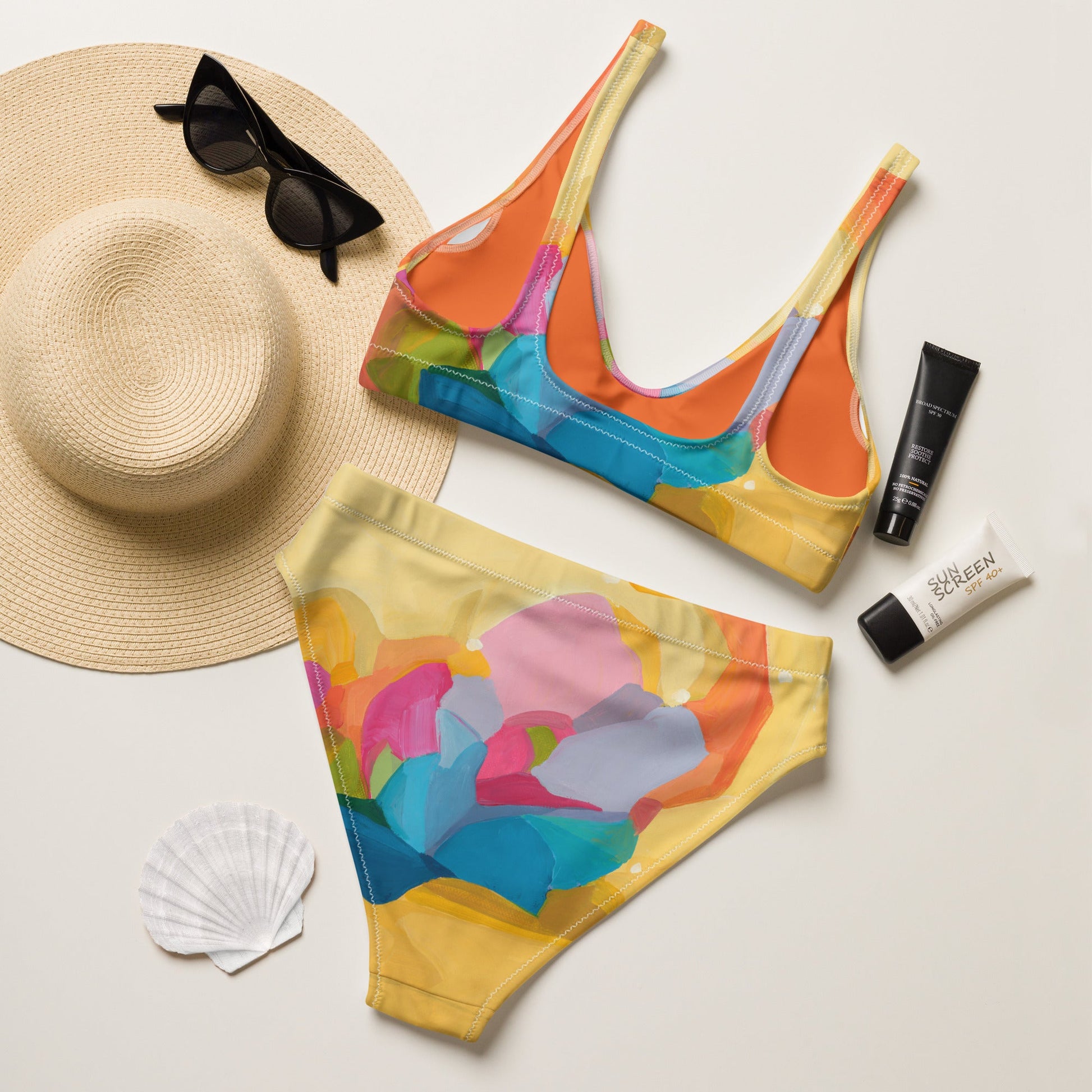 Perfect Day at the Beach - Yellow high-waisted bikini - Milpali Swimwear